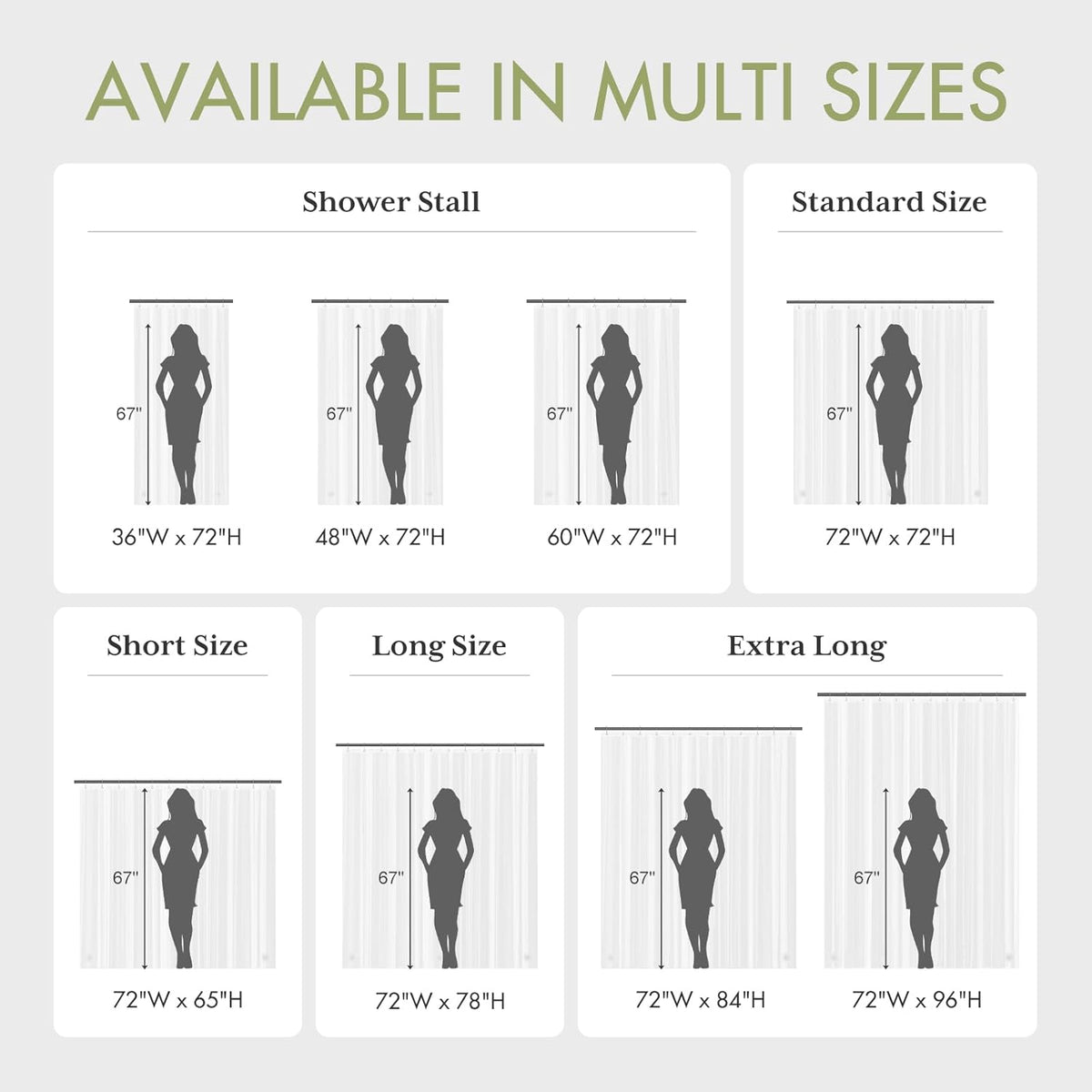 wipe-clean care with universal fit for straight or curved shower rods