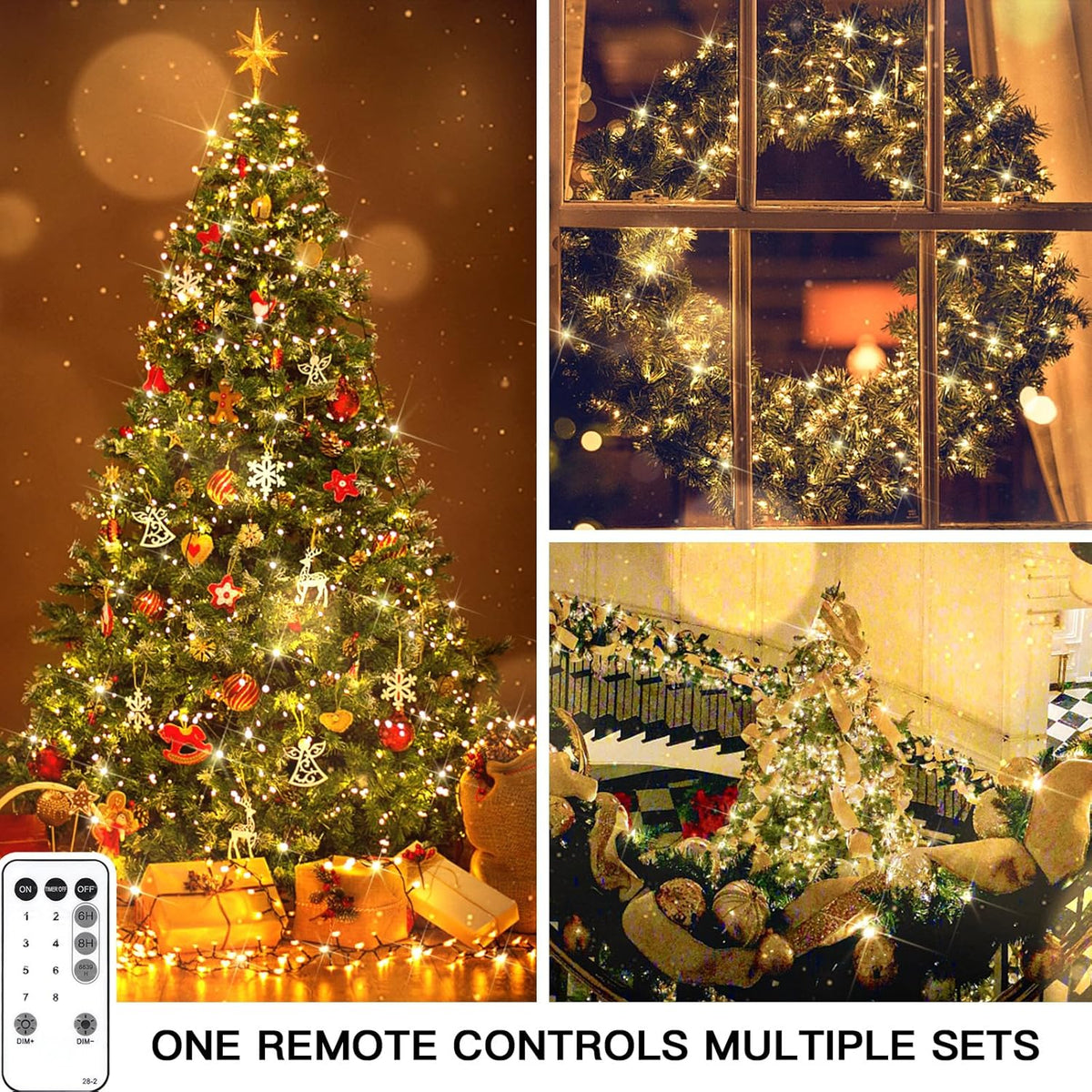 wireless remote control with 110ft range for mode, brightness, and timer