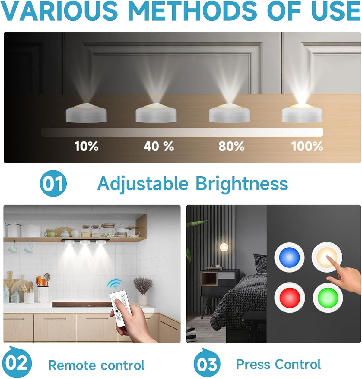 wireless remote control with up to 20ft operating range
