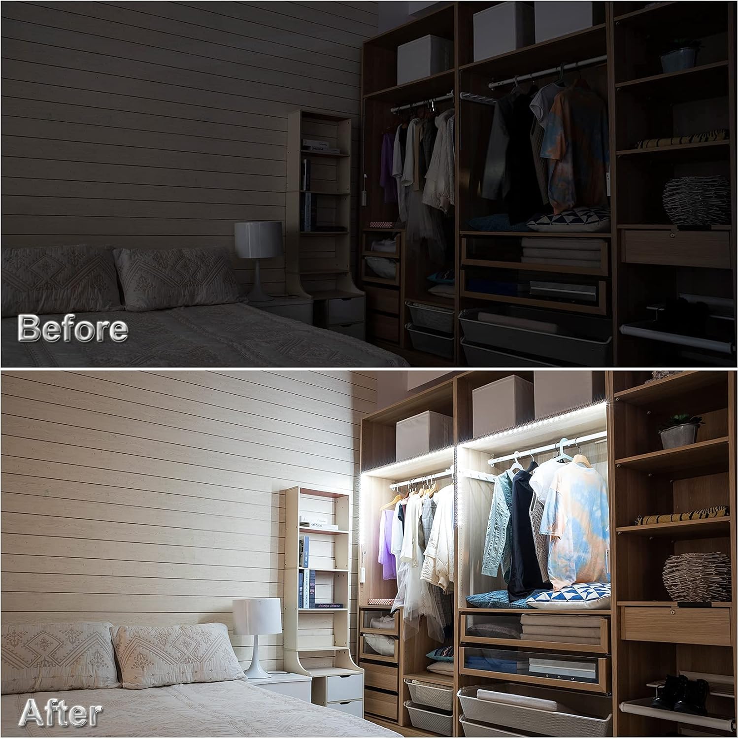 WOBANE Motion Sensor LED Strip – Warm Ambient Bedroom Decor with Hands-Free Glow