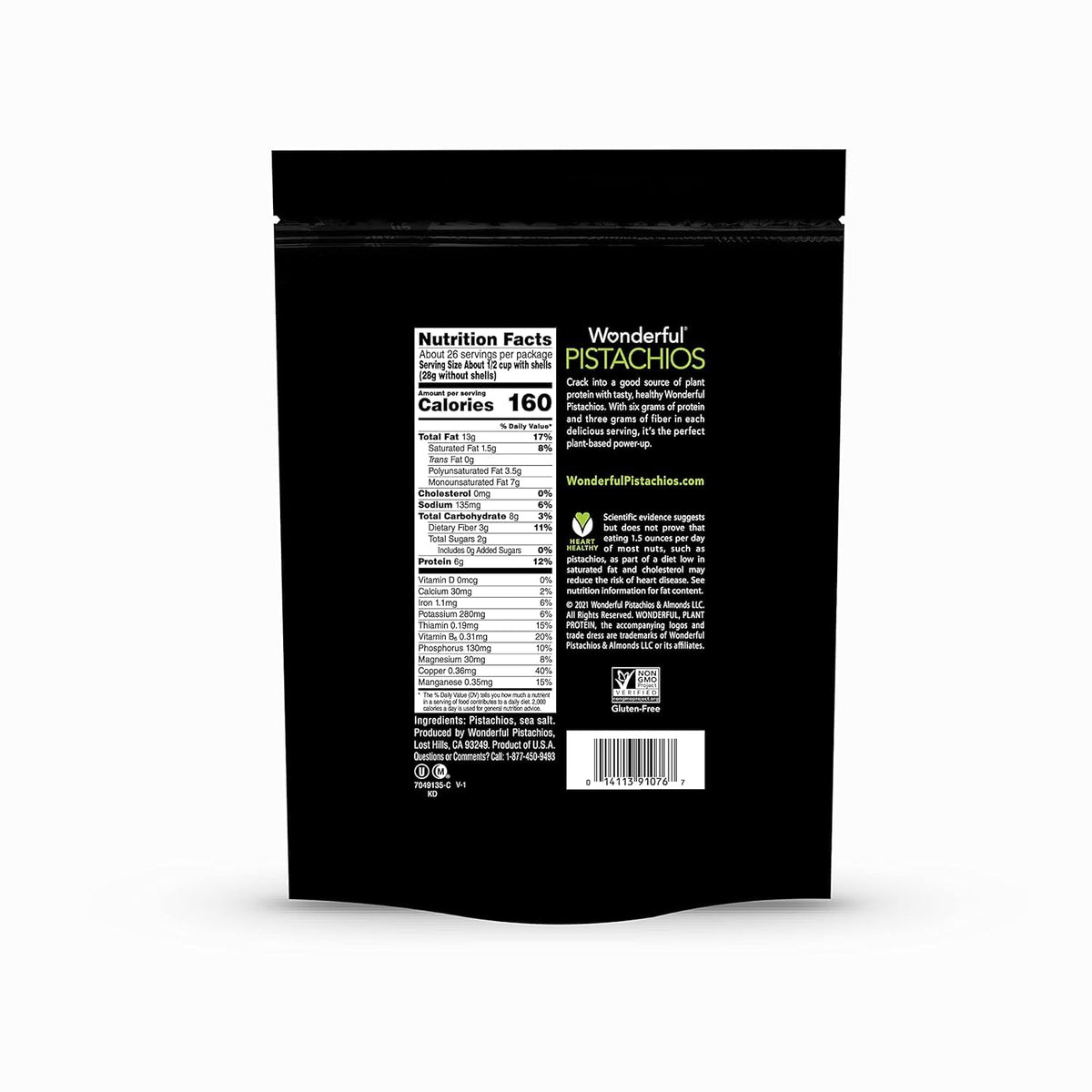 Wonderful Pistachios In Shell, No Salt Variety – Low-Sodium Snack for Wellness Pantry and Self-Care Routines