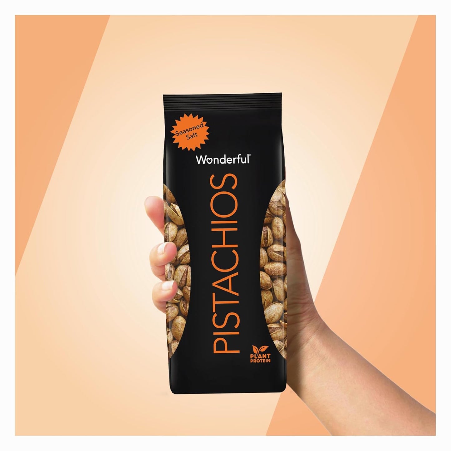 Wonderful Pistachios In Shell Seasoned Salt – Portable Protein Snack for Picnics, Patio Gatherings, and Hiking Trips, 14 oz Resealable Bag