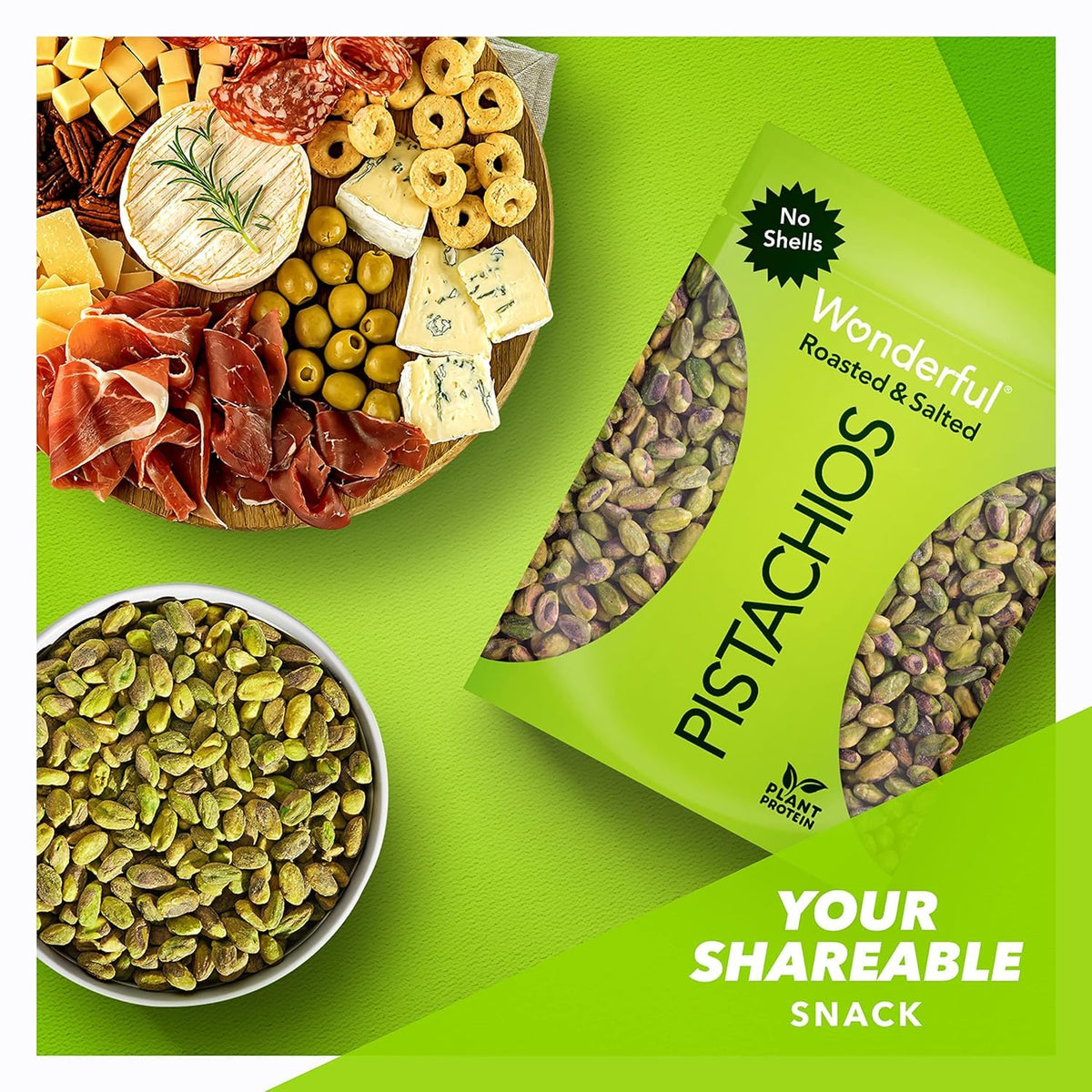 Wonderful Pistachios No Shells Roasted & Salted, Healthy Gourmet Gift Basket for Hostess and Housewarming, 24 Ounce Resealable Bag