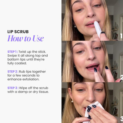 Wonderskin Lip Scrub – Streamlined Vanity Essential, One-Step 3-in-1 Lip Prep Crayon