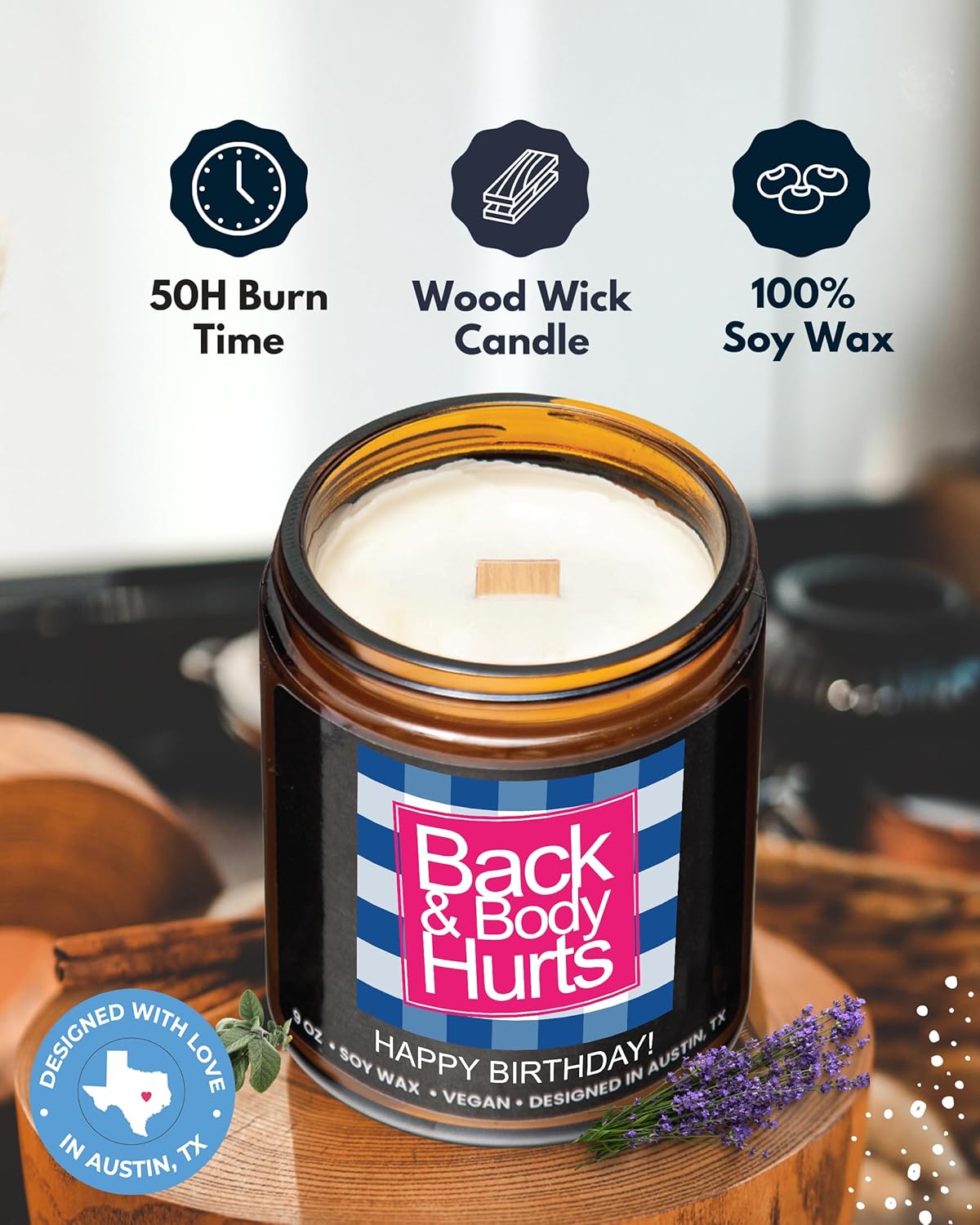 wood wick that produces a gentle crackling sound and slow, clean burn