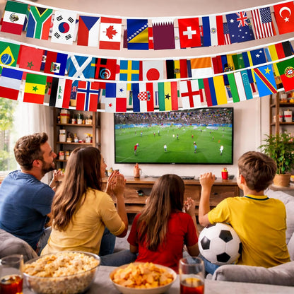 World Cup 2026 48 Country Flag String for Patio and Backyard Parties, 46ft Weather-Resistant Outdoor Soccer Banner for Open-Air Match Viewing