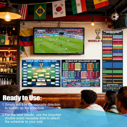World Cup Wall Chart 2026 Poster Set – Statement Living Room Decor for Dedicated Soccer Enthusiasts