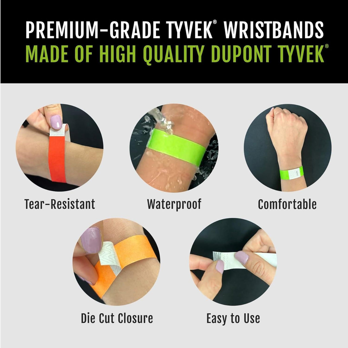 WristCo Weather-Resistant Tyvek Wristbands – Admission Bands for Open-Air Venues