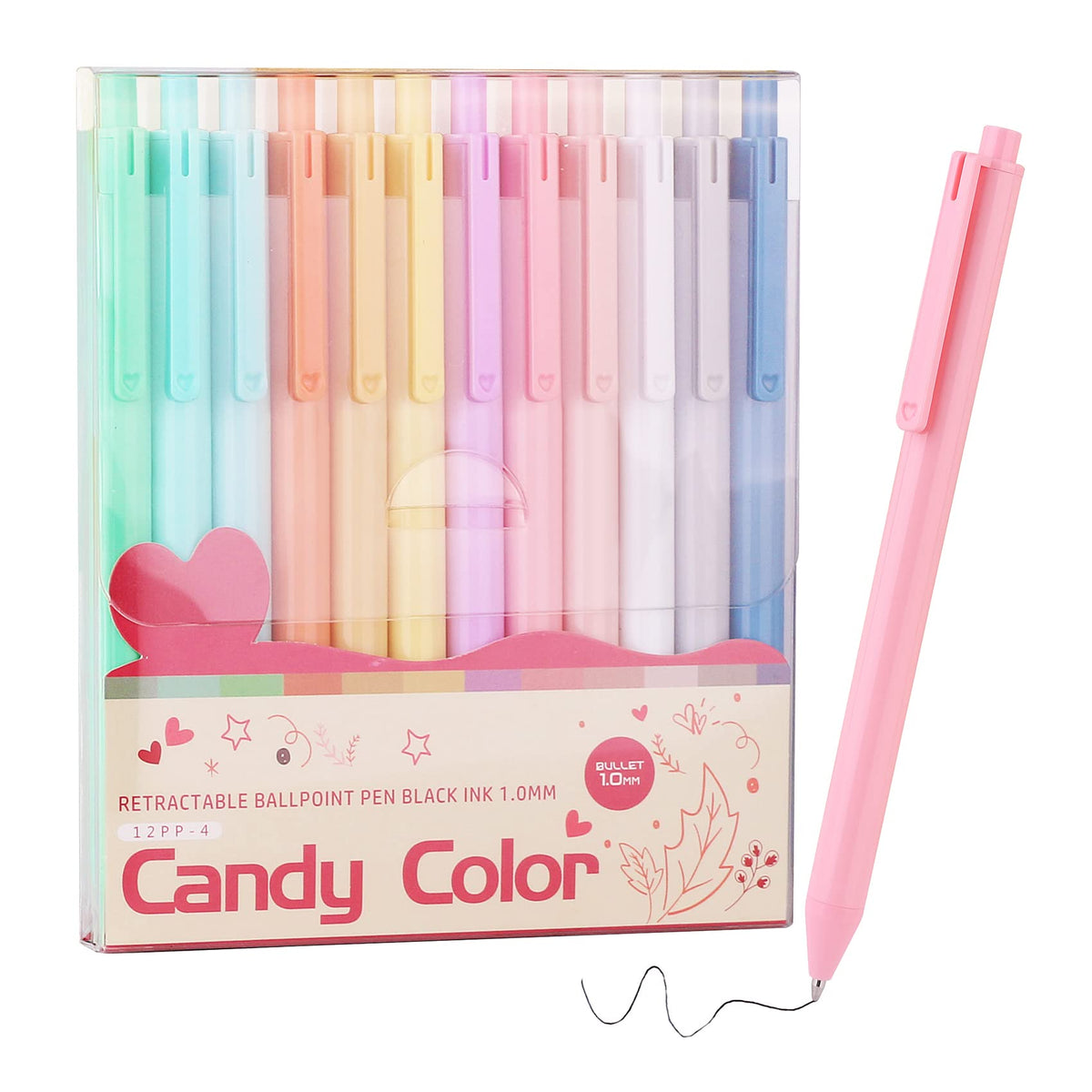 WY WENYUAN Cute Fine Point Smooth Writing Pen - Personalized Ballpoint Bulk, Flair Colorful, Black Ink 1.0 mm Journaling, Glitter Office Supplies for Women &amp;amp; Men, Note Taking