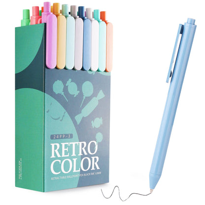 WY WENYUAN Cute Pens, 24 Pcs Fine Point Smooth Writing Pens, Personalized Ballpoint Pens Bulk, Flair Colorful Pens, Black Ink 1.0 mm Journaling Pen, School Office Supplies for Women &amp;amp; Men, Note Taking