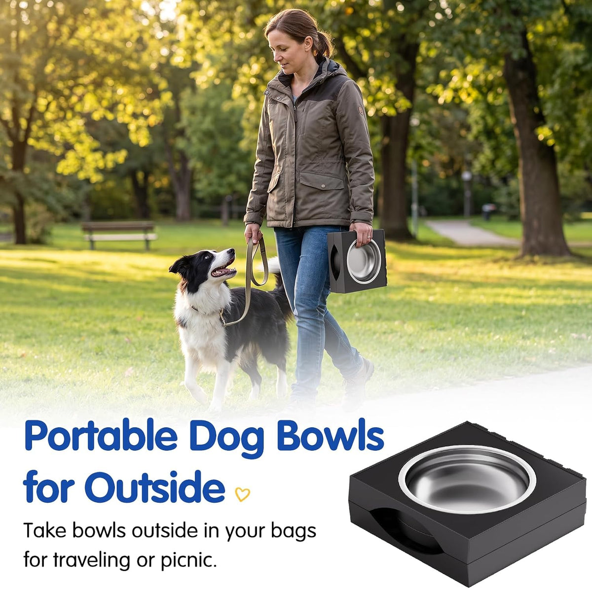XIAZ Raised Dog Bowl Stand – Practical Housewarming Gift for New Puppy Owners, 5 Height Adjustable Feeder with Steel Bowls