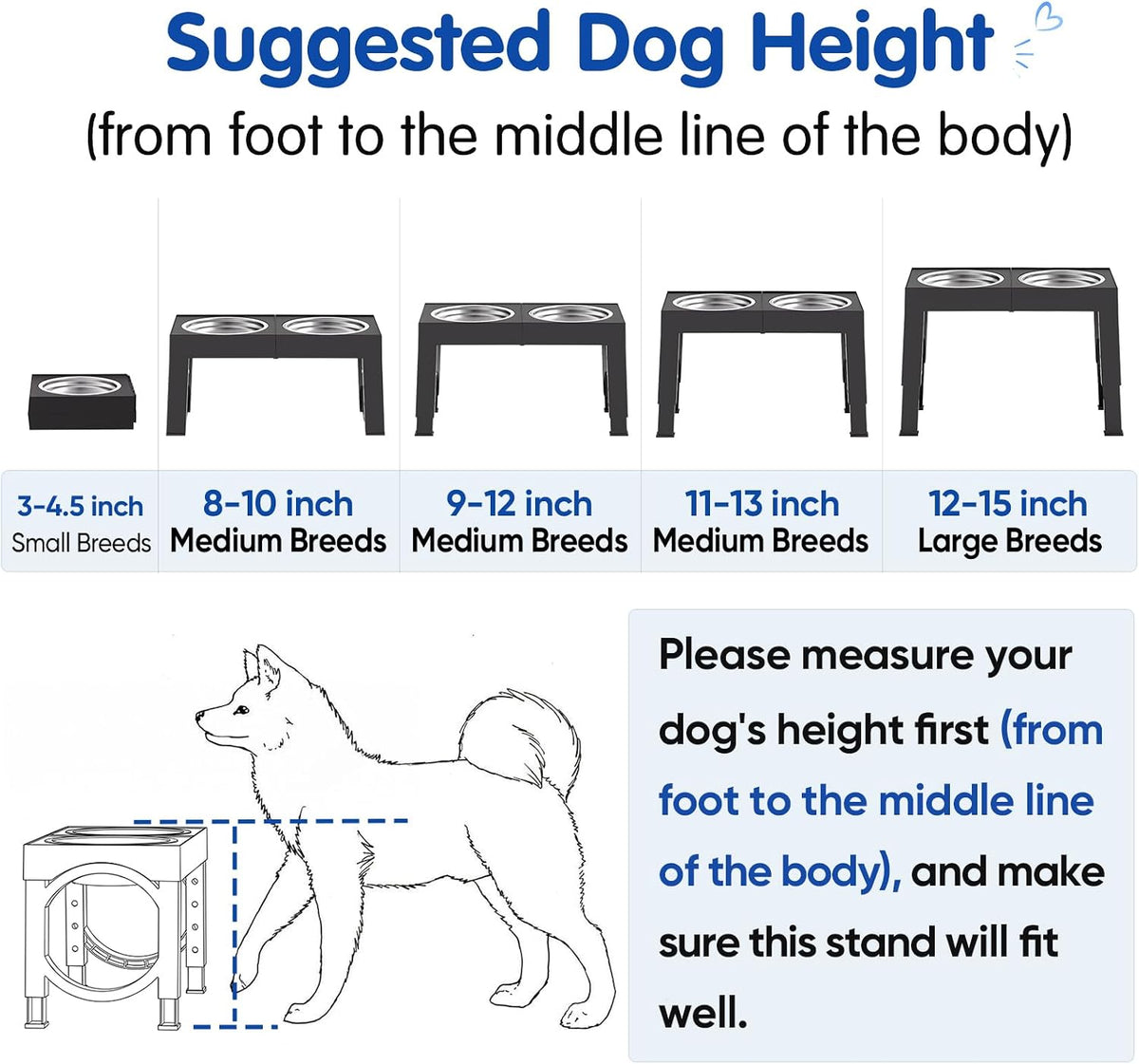 XIAZ Raised Dog Bowl Stand – Practical Housewarming Gift for New Puppy Owners, 5 Height Adjustable Feeder with Steel Bowls