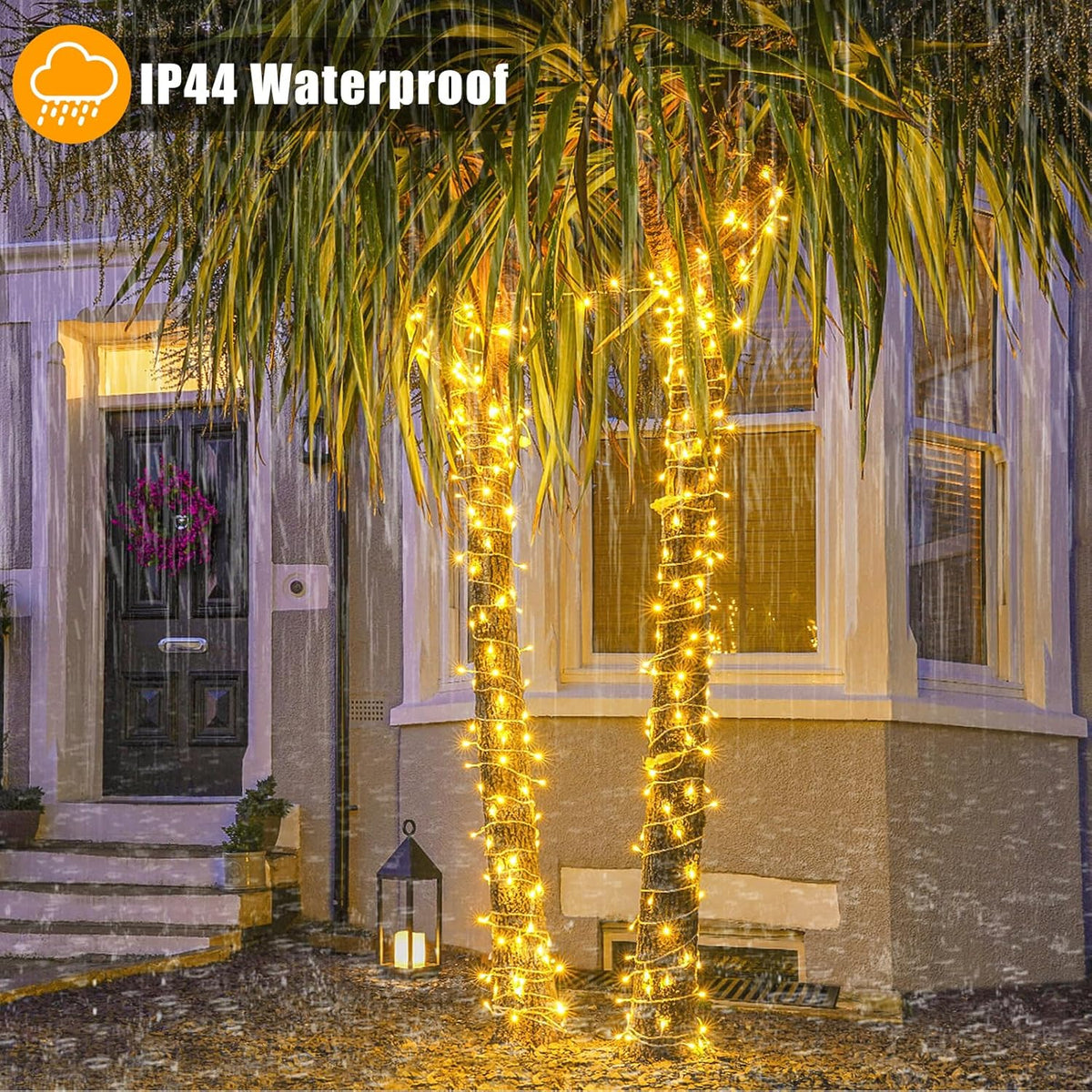 Xmars 300 LED Outdoor String Lights – 100ft IP44 Waterproof Warm White Patio & Garden Lights, 8 Modes Connectable