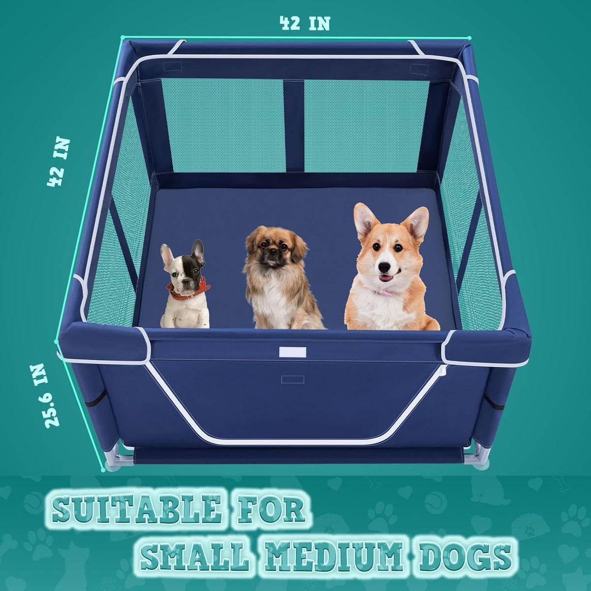 XVISHX Outdoor Dog Playpen with Mesh Sides – Pop-Up Pet Yard for Picnics and Patio