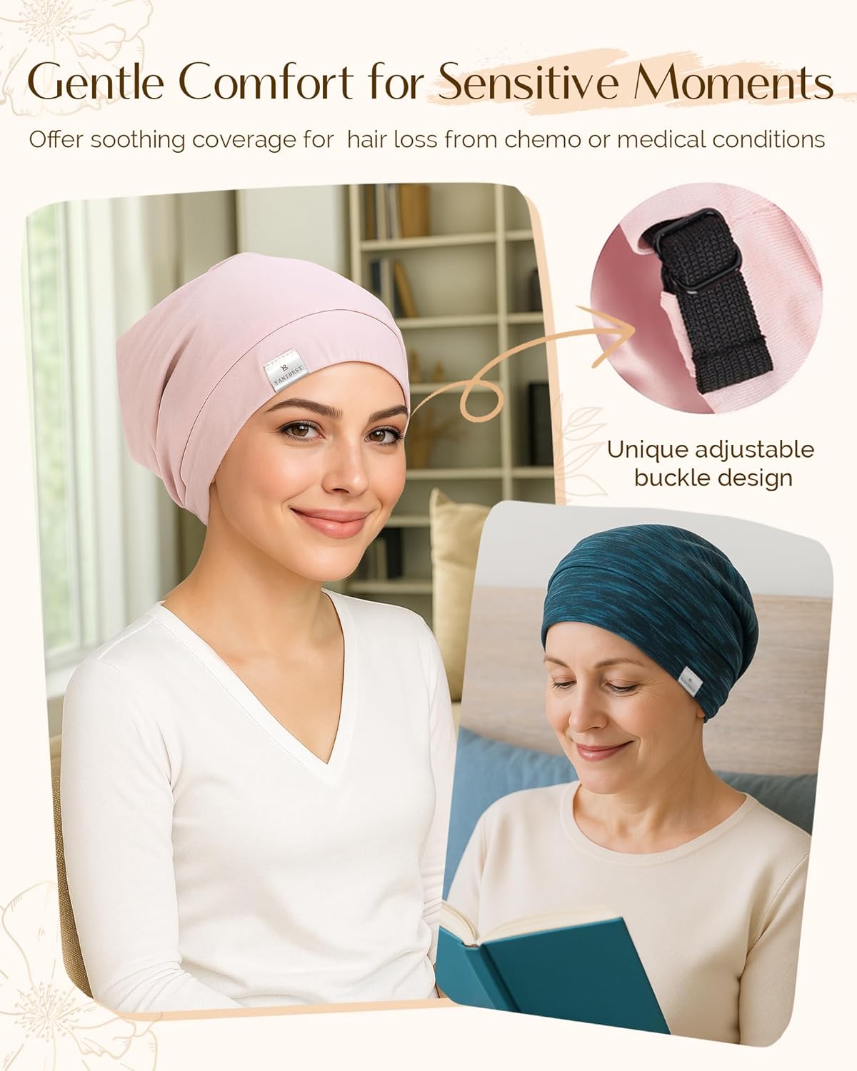 YANIBEST Adjustable Sleep Bonnet – Flame Free, Tangle Free Hair Care for Safe Nighttime Use