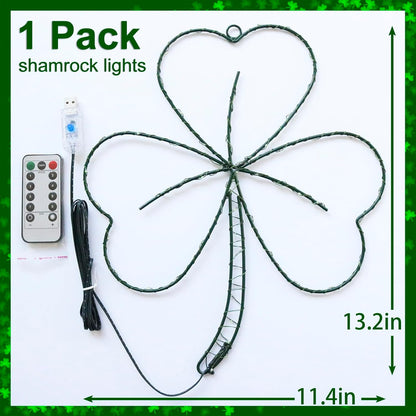 YAOZHOU Irish Shamrock LED Window Light – Child-Safe St. Patrick's Day Decoration for Kids' Bedroom, Nursery, and Playroom Wall