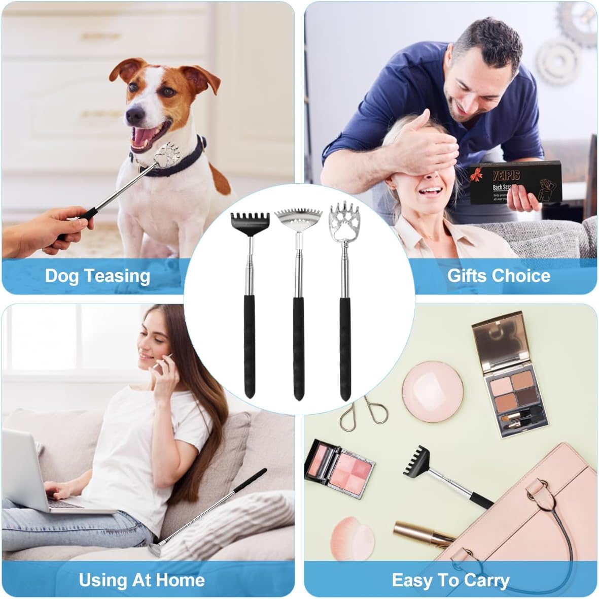 Yeipis Metal Extendable Back Massager Set – Child and Pet Friendly Wellness Helper for Multi-Generational Households