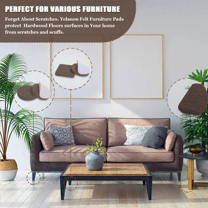Yelanon Felt Furniture Pads - 56 Pcs Minimalist Floor Protectors for Clean Living Spaces, Beige