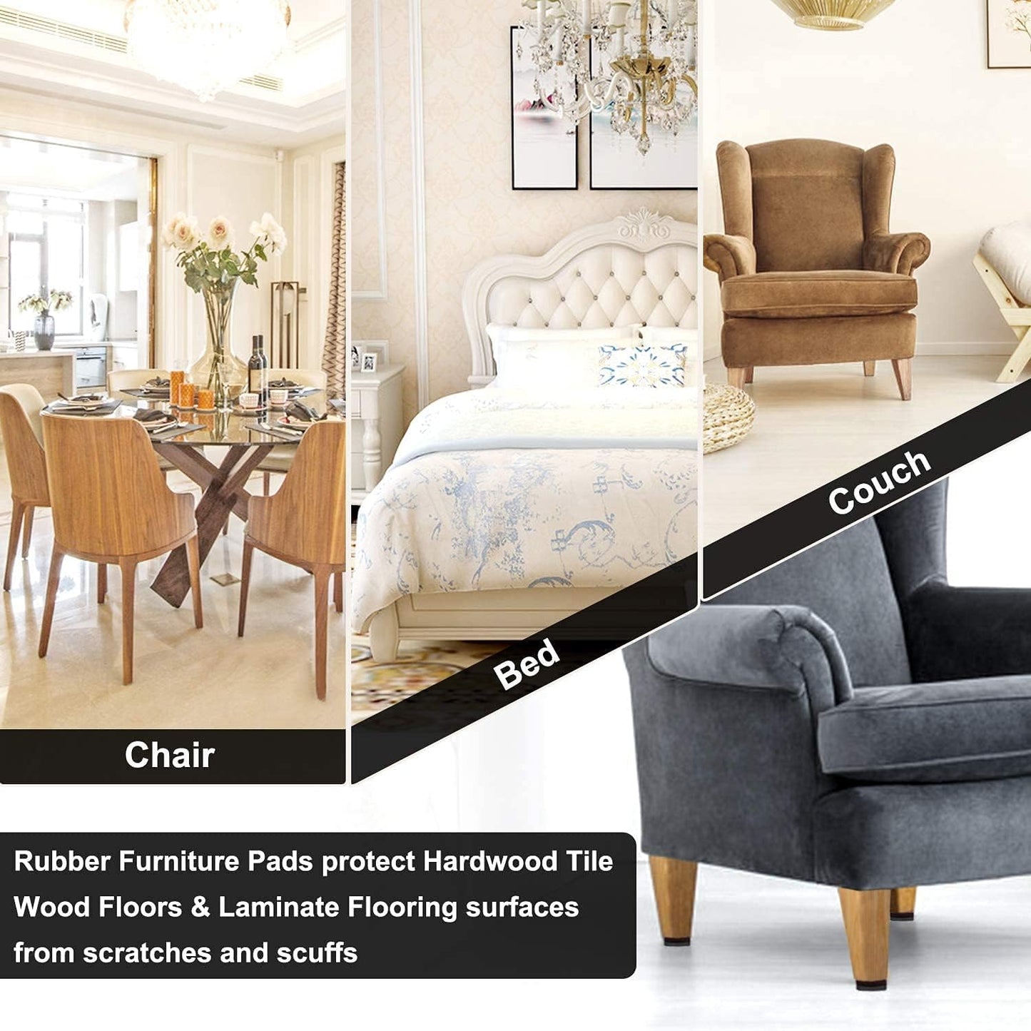 Yelanon Non Slip Furniture Pads – Child-Safe Floor Protectors for Couches, Beds and Tables