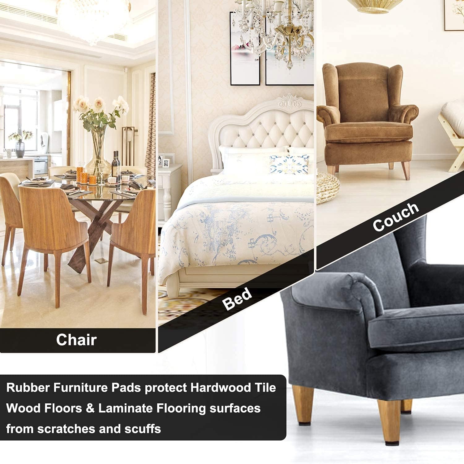 Yelanon Non Slip Furniture Pads – Child-Safe Floor Protectors for Couches, Beds and Tables