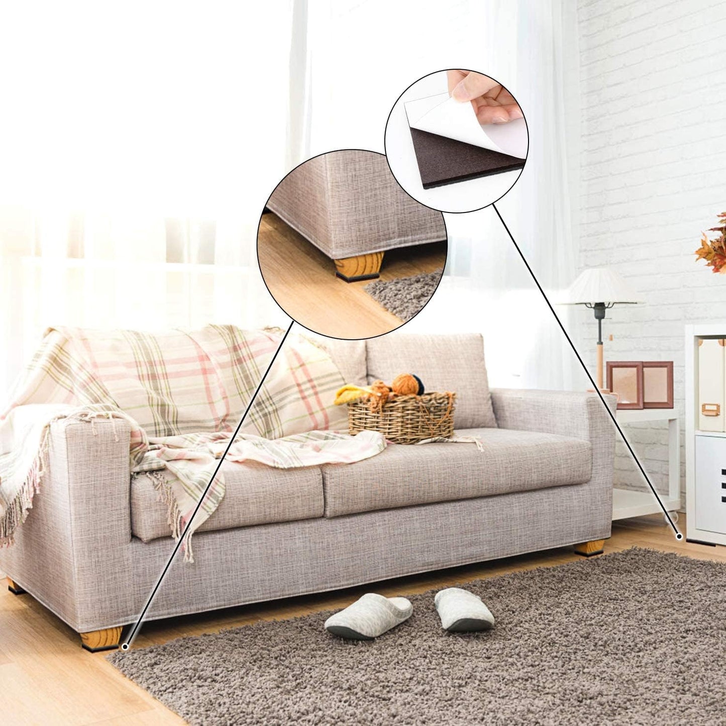 Yelanon Non Slip Furniture Pads – Child-Safe Floor Protectors for Couches, Beds and Tables