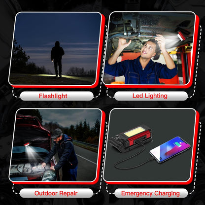 YiaMia Rechargeable LED Work Light 2 Pack – Portable Camping Lantern with Magnetic Base and Red Night Vision Mode