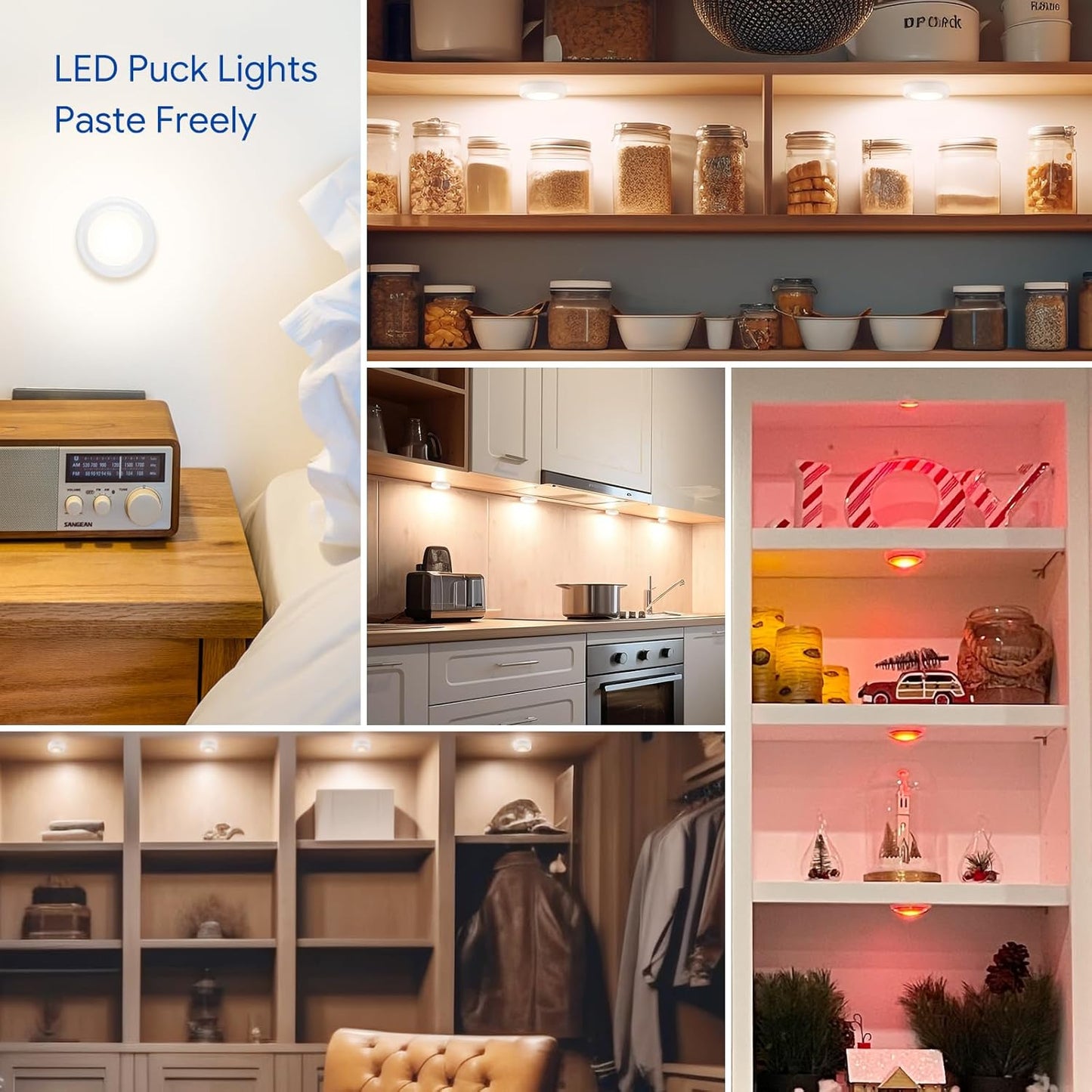 Yiliaw LED Puck Lights – Clean Wireless Lighting for Clutter-Free Kitchens and Closets, No Drilling Required