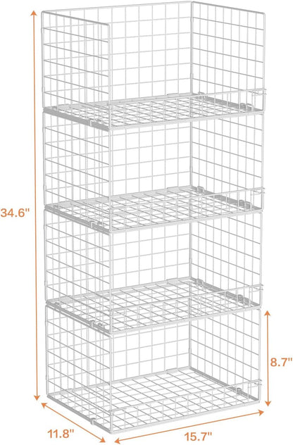 Yociyoga Iron Mesh Closet Organizer 4-Tier – Space-Saving Minimalist Drawer for Folded Clothes and Sweaters
