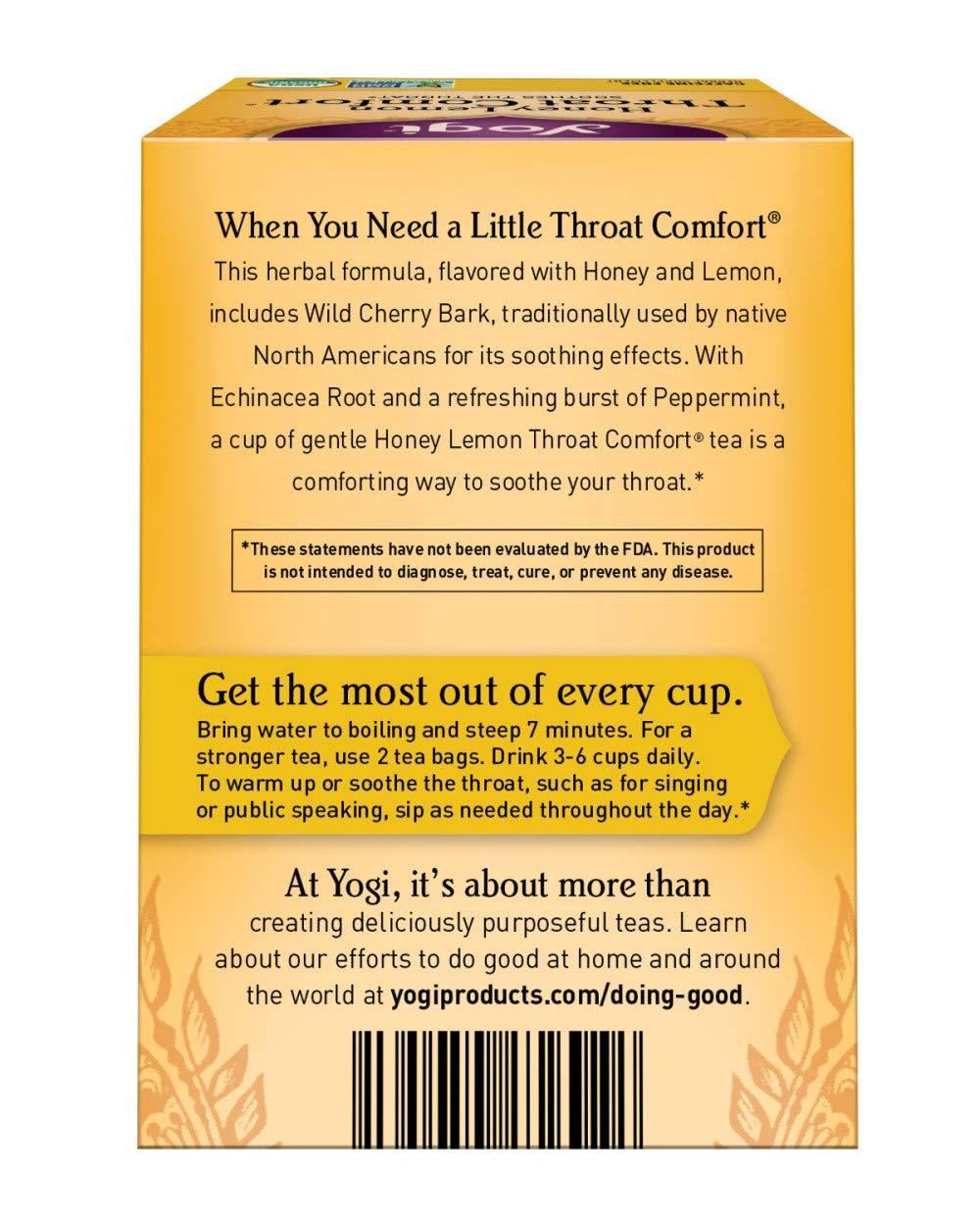 Yogi Tea Honey Lemon Throat Comfort – Caffeine-Free Herbal Tea for Clear Voice During Long Workdays