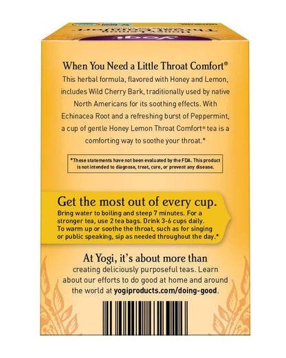 Yogi Tea Honey Lemon Throat Comfort – Caffeine-Free Herbal Tea for Clear Voice During Long Workdays