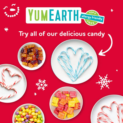 YumEarth Organic Candy Cane Lollipops - Allergy Safe Snack for Kids Lunchbox and Classroom Party, Dye Free Peppermint Pops, 30 Count