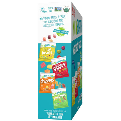 YumEarth Organic Candy Variety Box - Allergy Safe Lunchbox Snacks for School Kids, 20 Individually Wrapped Packs