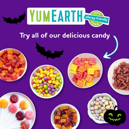 YumEarth Organic Halloween Lollipops - Allergy Safe Halloween Candy for Trick or Treat Night, Top 9 Free and Individually Wrapped, 40 Count