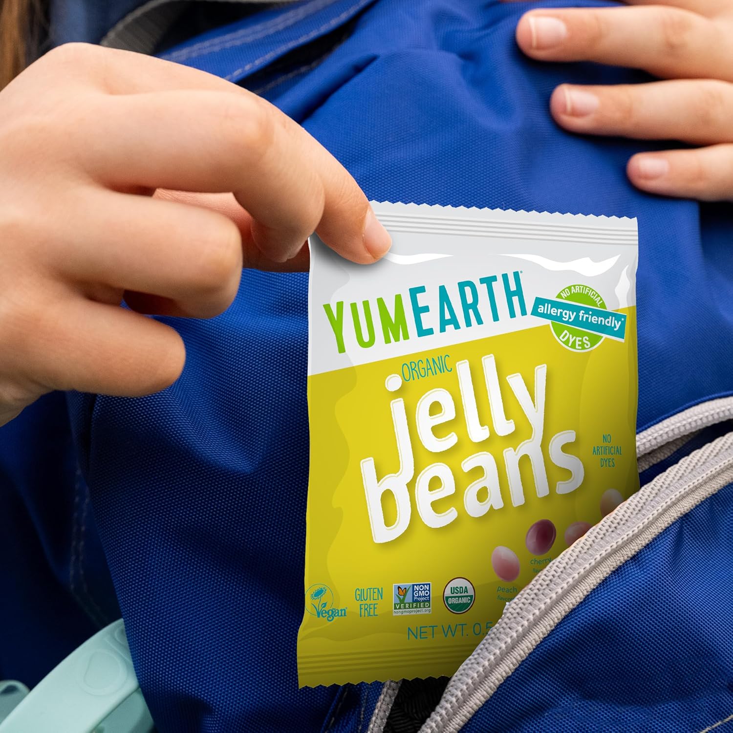YumEarth Organic Jelly Beans – Allergy Safe Candy for Kids Lunchboxes and Classroom Parties, 15 Single-Serve Snack Packs
