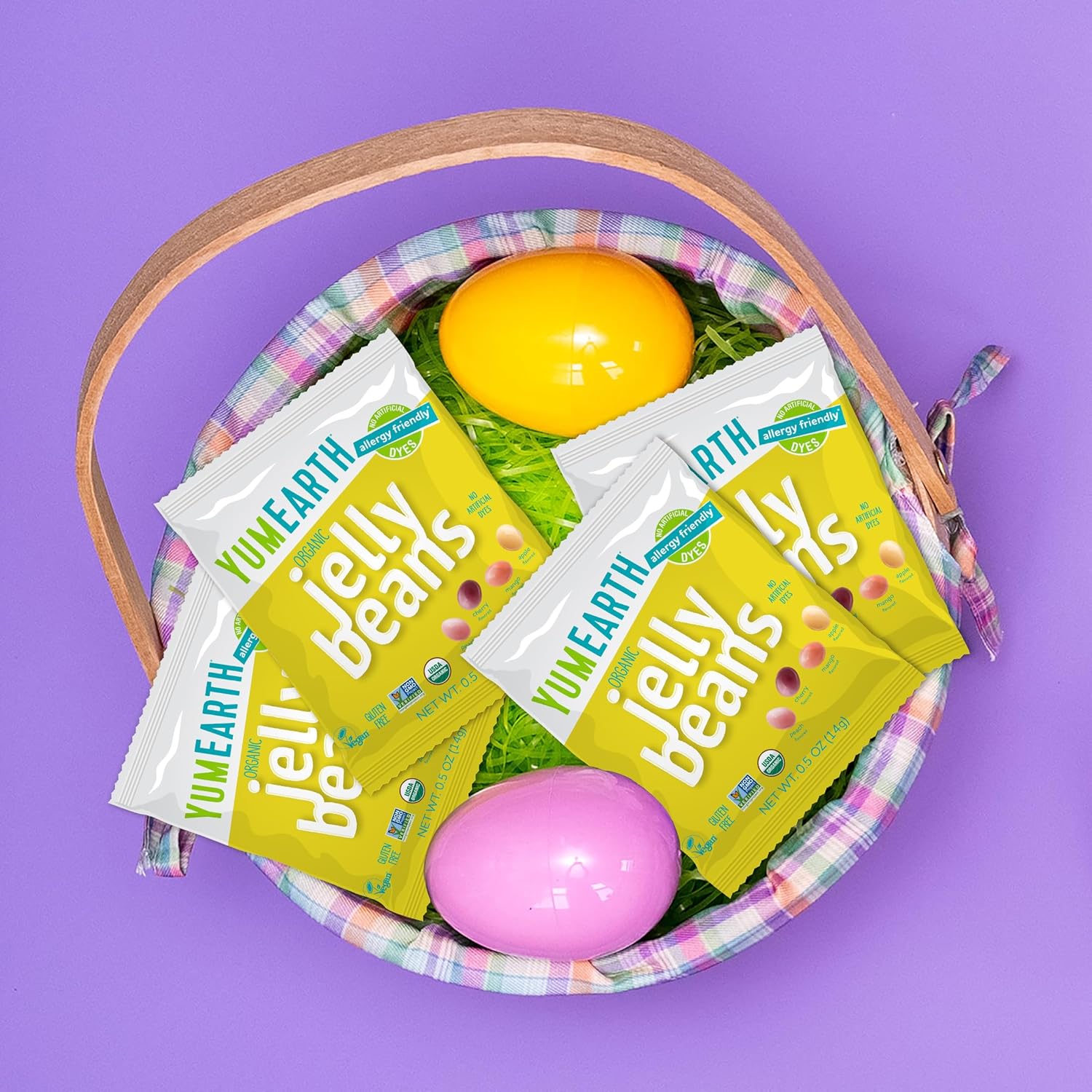 YumEarth Organic Jelly Beans – Allergy Safe Candy for Kids Lunchboxes and Classroom Parties, 15 Single-Serve Snack Packs