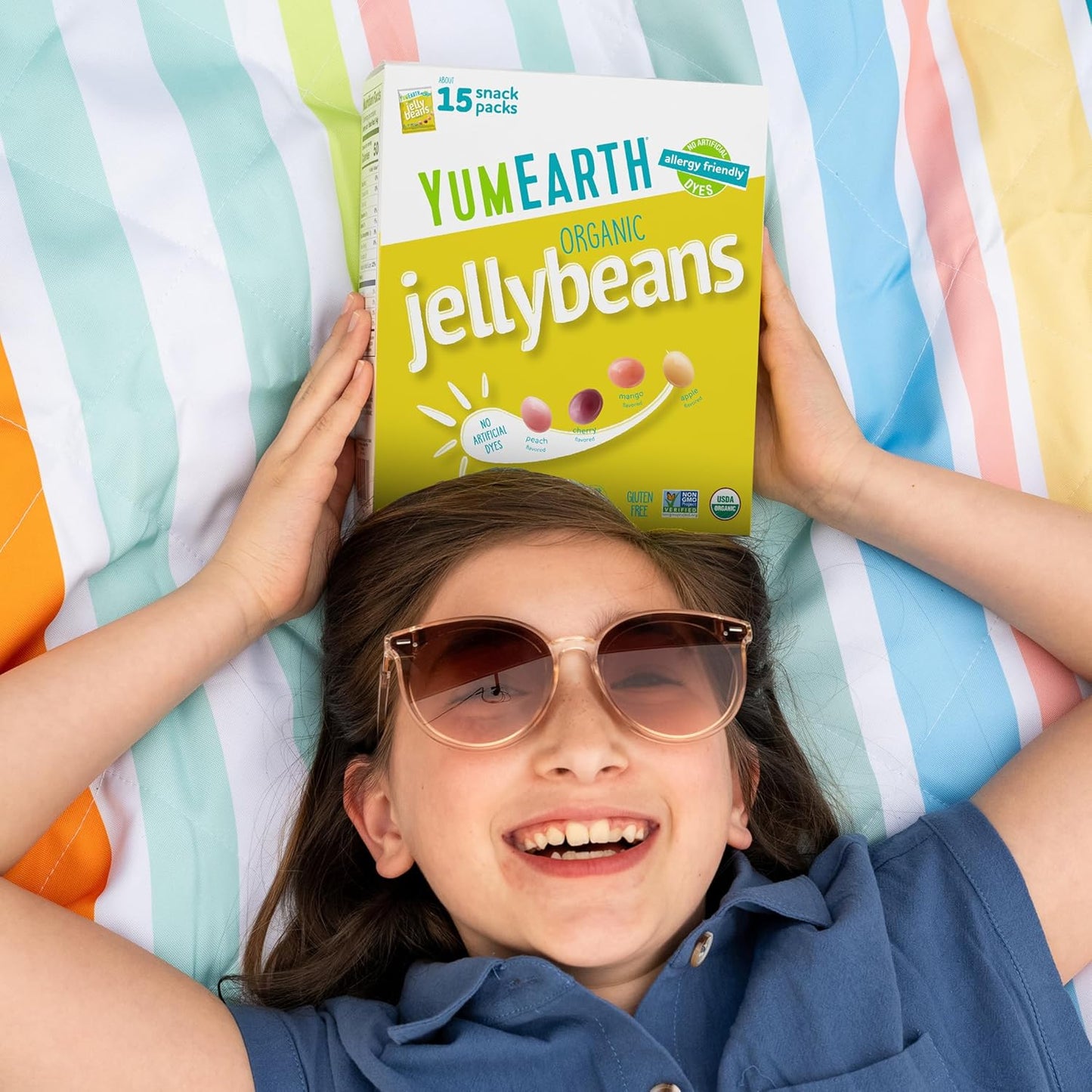 YumEarth Organic Jelly Beans – Allergy Safe Candy for Kids Lunchboxes and Classroom Parties, 15 Single-Serve Snack Packs