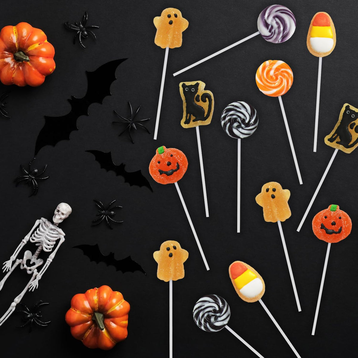 Yumzo Halloween Lollipops Bulk 24 Count – Weather Ready Individually Wrapped Treats for Outdoor Party Tables and Trick or Treat Stations