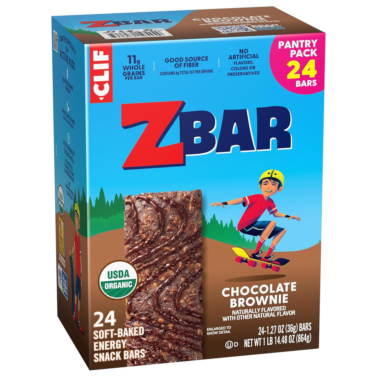 Zbar Chocolate Brownie Whole Grain Granola Bars — Backpack and Sports Practice Snack for Kids, USDA Organic 24 Pack