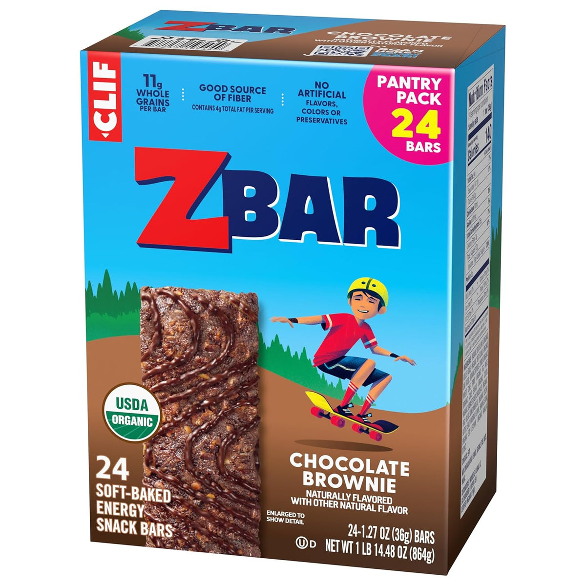 Zbar Chocolate Brownie Whole Grain Granola Bars — Backpack and Sports Practice Snack for Kids, USDA Organic 24 Pack