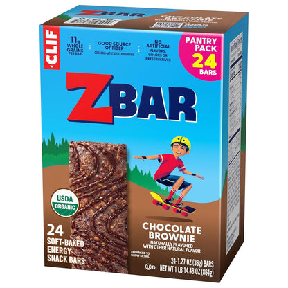 Zbar Chocolate Brownie Whole Grain Granola Bars — Backpack and Sports Practice Snack for Kids, USDA Organic 24 Pack