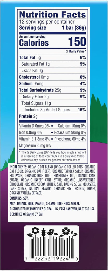 Zbar Chocolate Chip Energy Bars for Camping Trips, Soccer Sidelines, and Stroller Walks – Individually Wrapped 12-Pack