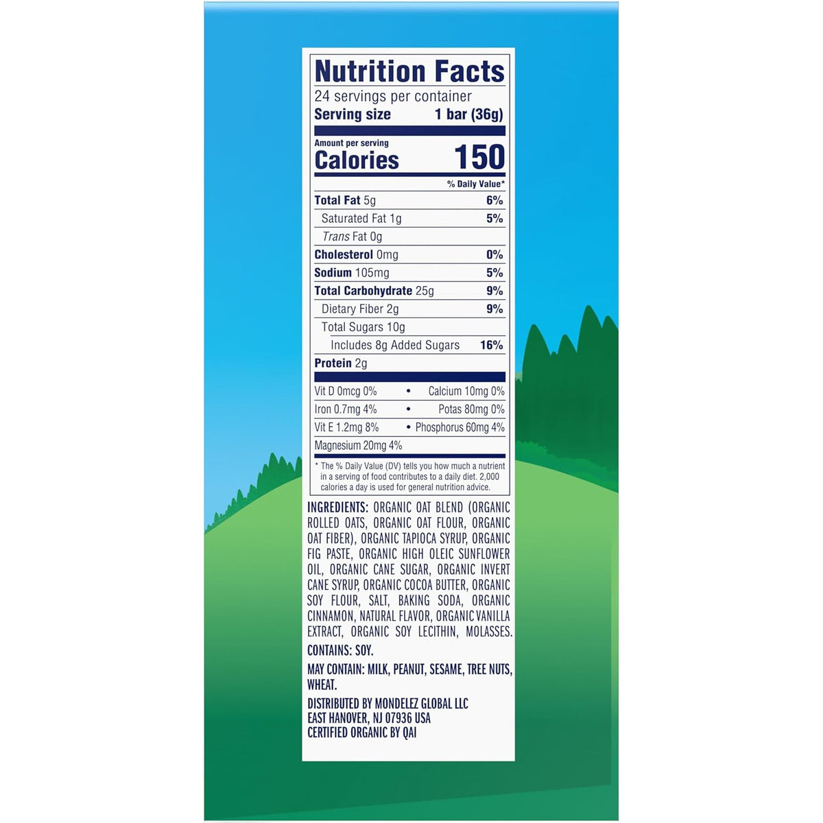 Zbar Soft-Baked Oatmeal Cookie Bars – Hiking Trail and Camping Snack for Active Kids, USDA Organic 24 Count
