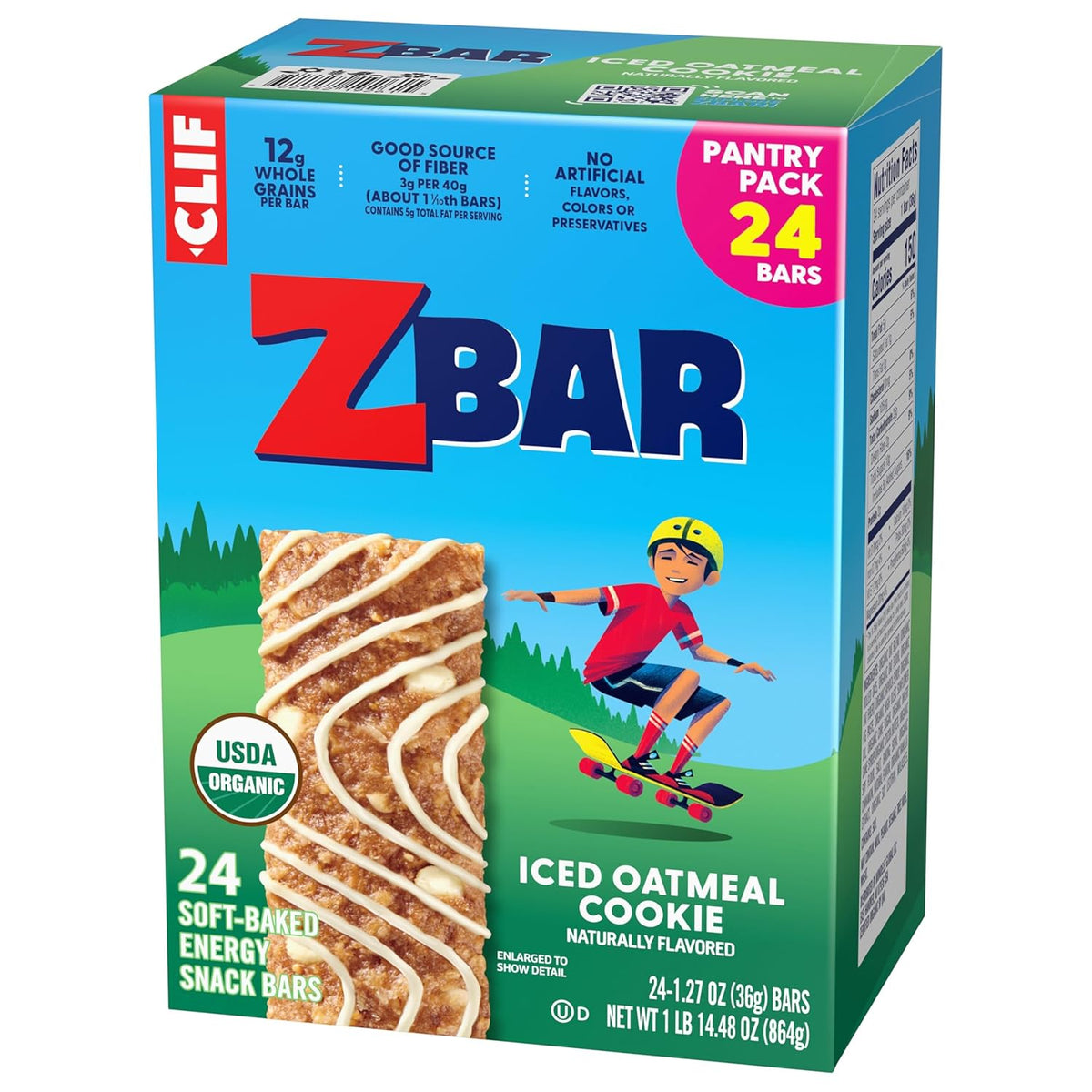 Zbar Soft-Baked Oatmeal Cookie Bars – Hiking Trail and Camping Snack for Active Kids, USDA Organic 24 Count