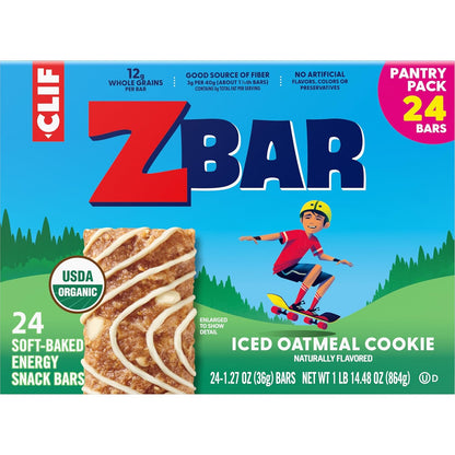 Zbar Soft-Baked Oatmeal Cookie Bars – Hiking Trail and Camping Snack for Active Kids, USDA Organic 24 Count
