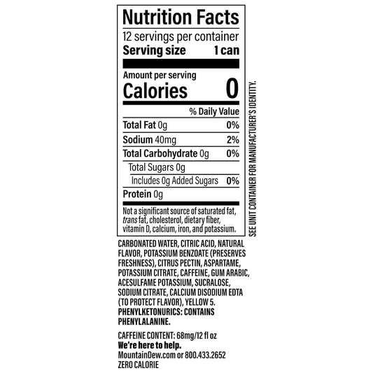 zero sugar and zero calories formulation