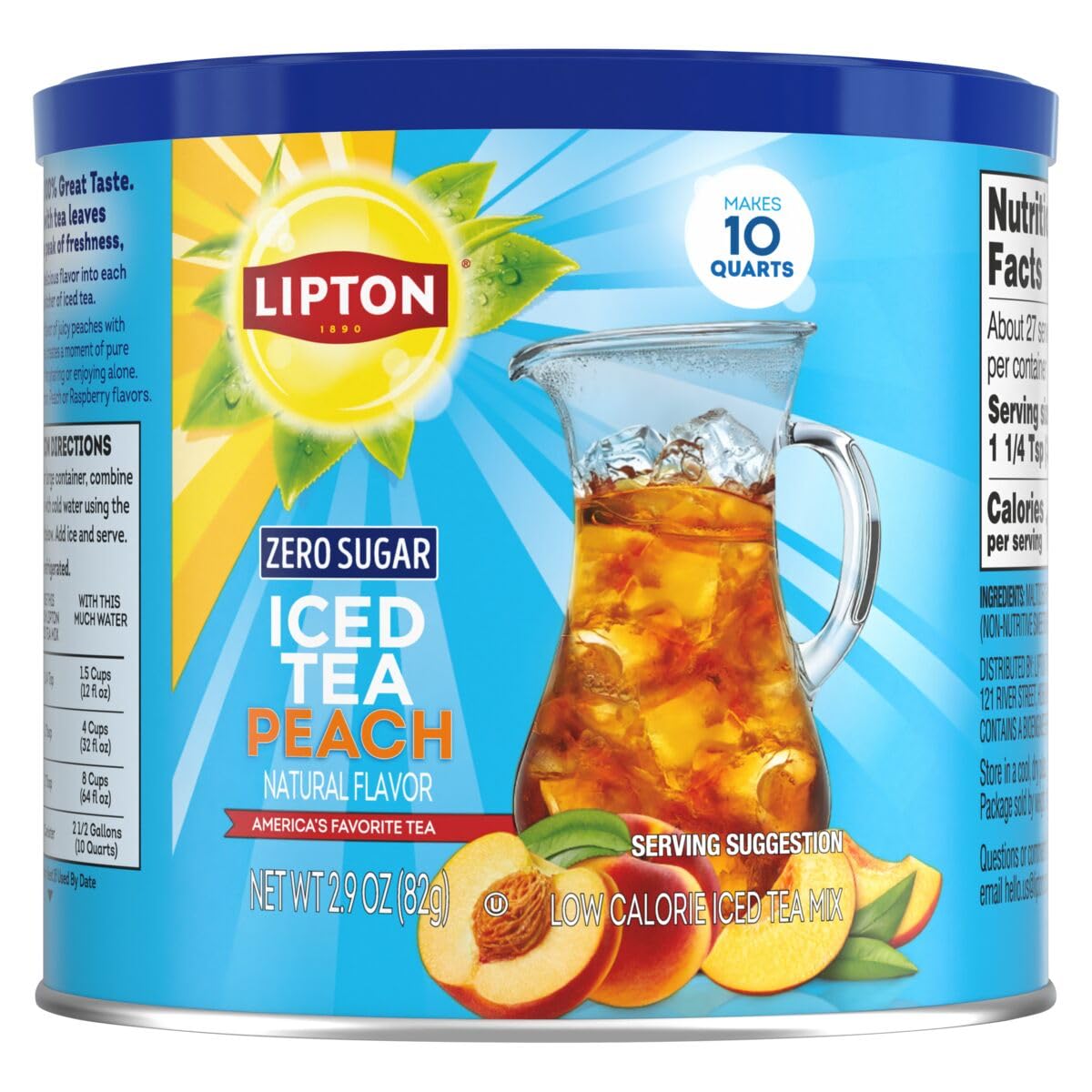 zero-sugar peach-flavored black iced tea powder