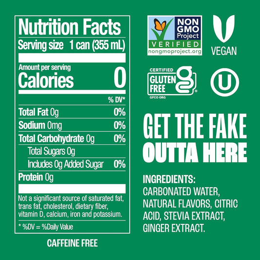 zero sugar, zero calorie, and zero caffeine nutritional profile