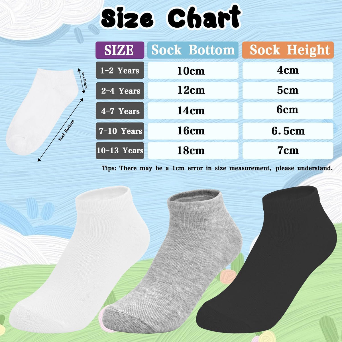 ZERULETS Kids Socks – Unisex Low-Cut Socks for Growing Kids, 20-Pair Everyday Multi-Pack