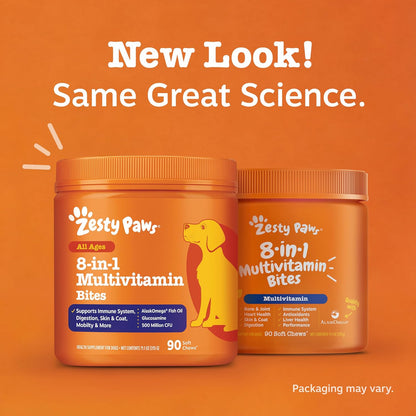 Zesty Paws 8-in-1 Multivitamin Chews – Travel-Friendly Daily Vitamin for Boarding, Camping and Park Days
