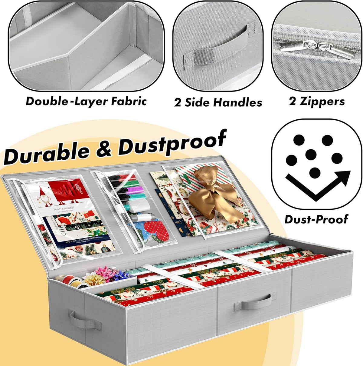 zippered closure with double-layer material for dust and debris protection